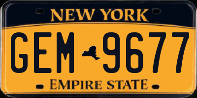 NY license plate GEM9677