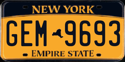 NY license plate GEM9693