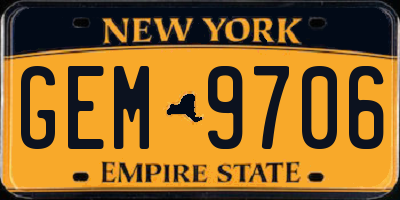NY license plate GEM9706
