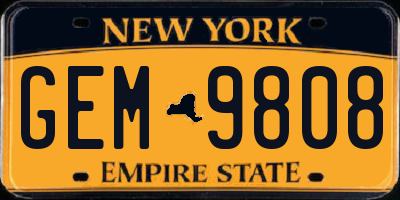 NY license plate GEM9808
