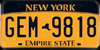 NY license plate GEM9818