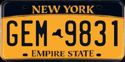 NY license plate GEM9831