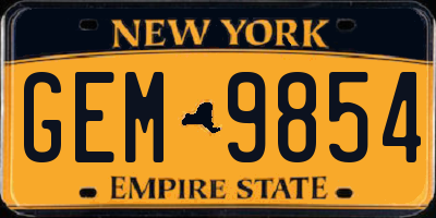 NY license plate GEM9854