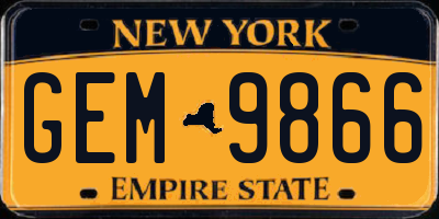 NY license plate GEM9866