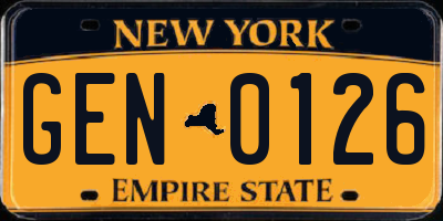 NY license plate GEN0126