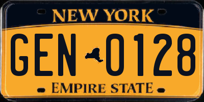 NY license plate GEN0128