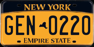 NY license plate GEN0220