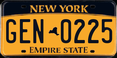 NY license plate GEN0225