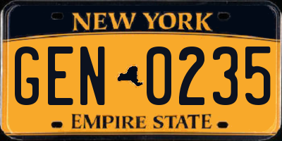 NY license plate GEN0235