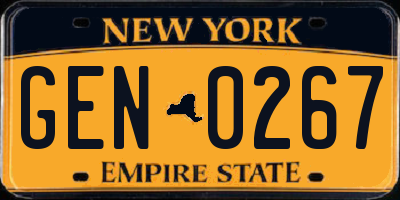 NY license plate GEN0267