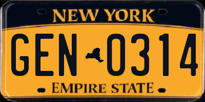 NY license plate GEN0314