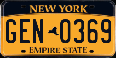 NY license plate GEN0369