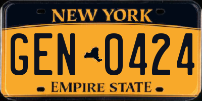 NY license plate GEN0424