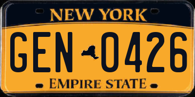 NY license plate GEN0426