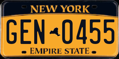 NY license plate GEN0455