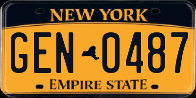 NY license plate GEN0487