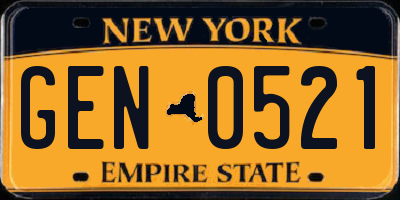 NY license plate GEN0521