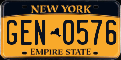 NY license plate GEN0576