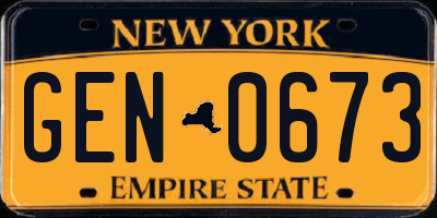 NY license plate GEN0673