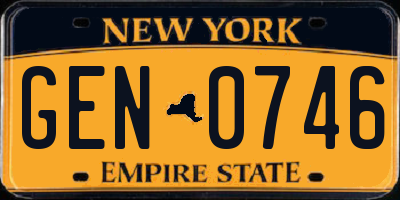 NY license plate GEN0746
