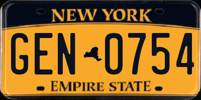NY license plate GEN0754