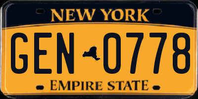 NY license plate GEN0778