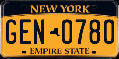 NY license plate GEN0780