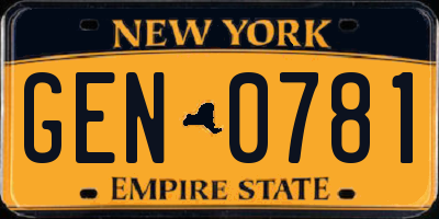 NY license plate GEN0781