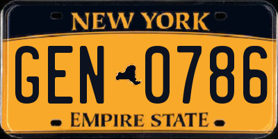 NY license plate GEN0786