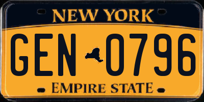 NY license plate GEN0796