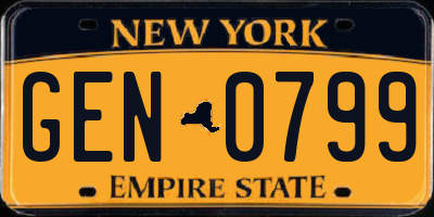 NY license plate GEN0799