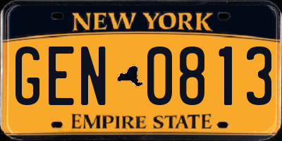 NY license plate GEN0813