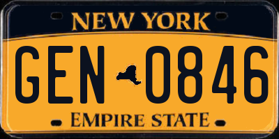 NY license plate GEN0846