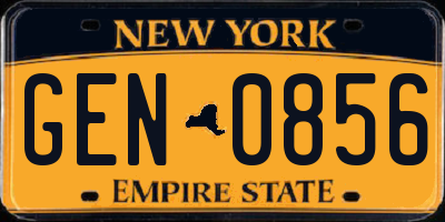 NY license plate GEN0856