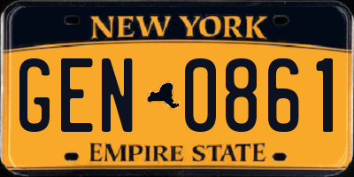 NY license plate GEN0861