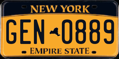 NY license plate GEN0889