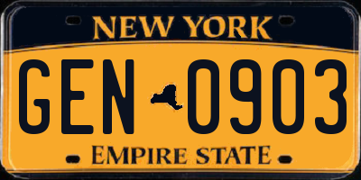NY license plate GEN0903