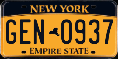 NY license plate GEN0937