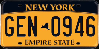 NY license plate GEN0946