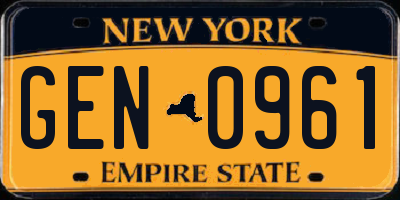 NY license plate GEN0961
