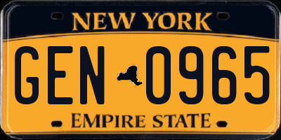 NY license plate GEN0965