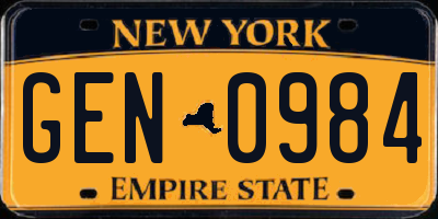 NY license plate GEN0984