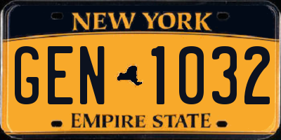 NY license plate GEN1032