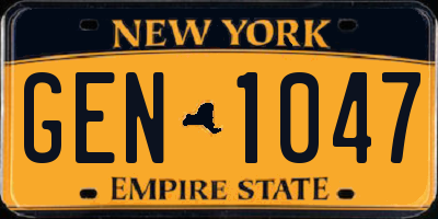 NY license plate GEN1047