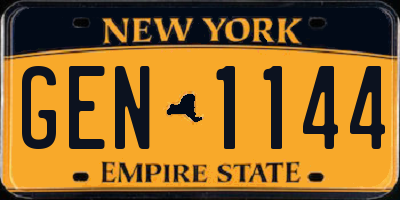 NY license plate GEN1144