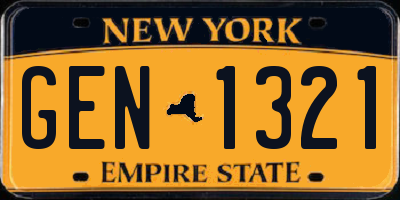 NY license plate GEN1321