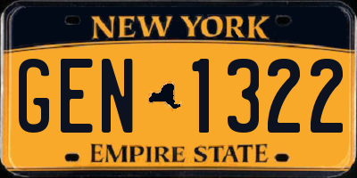 NY license plate GEN1322