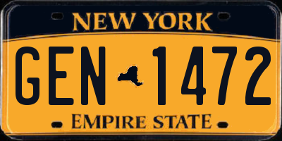 NY license plate GEN1472