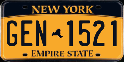 NY license plate GEN1521