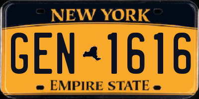 NY license plate GEN1616